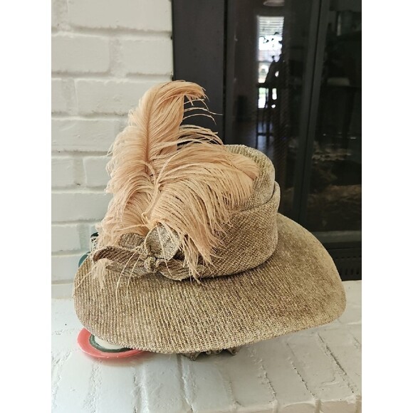 Suzanne Couture Millinery Wide-Brim Ostrich Feather Natural Accent Hat main image 7